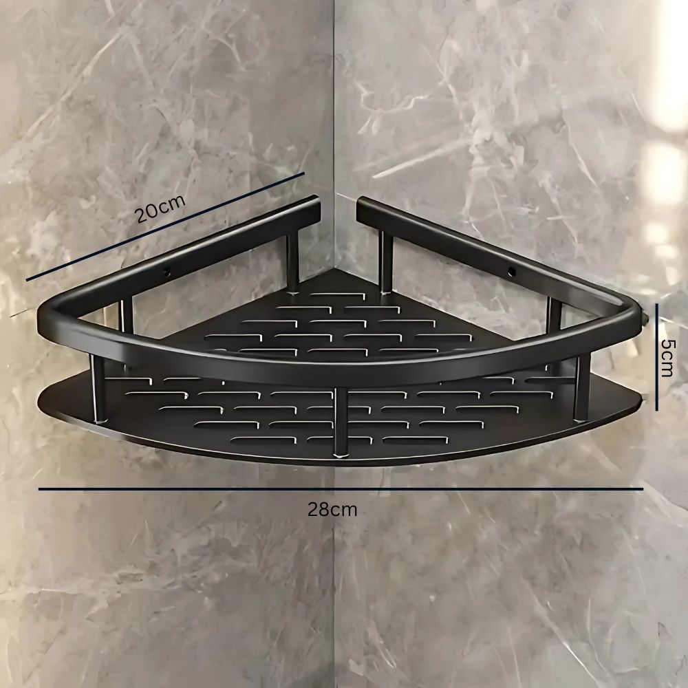 Wall-Mounted Shower Shelf Caddy Rustproof Metal Storage Rack for Bathroom Shampoo Soap Organizer Space-Saving
