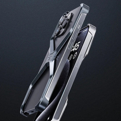 Minimalist Metal Frame Phone Case for iPhone 14, 15, 16 & 17 – Ultra-Lightweight Drop Protection with X-Frame Design