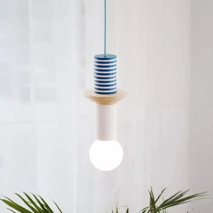 Wooden Hanging Ceiling Fixture Multicolor Geometric Shade 7.5-16.5 in Height Adjustable Dining Room Kitchen Bedroom Overhead Lighting Modern