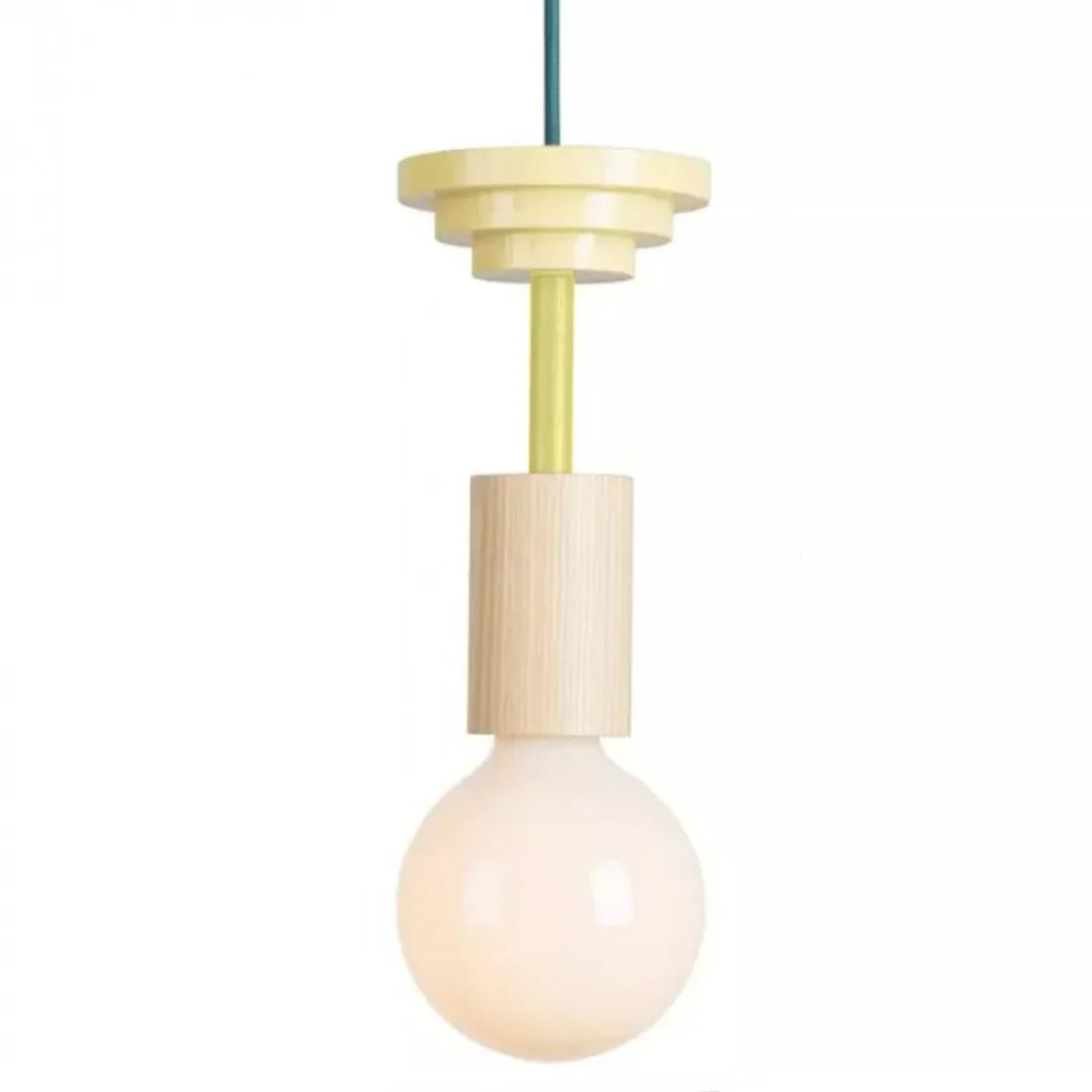 Wooden Hanging Ceiling Fixture Multicolor Geometric Shade 7.5-16.5 in Height Adjustable Dining Room Kitchen Bedroom Overhead Lighting Modern