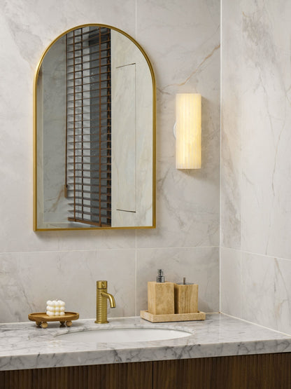 Alabaster Wall Sconce Light Fixture Cylinder Hardwired LED Integrated White Warm Neutral Cool Temperature Modern Accent for Bedroom