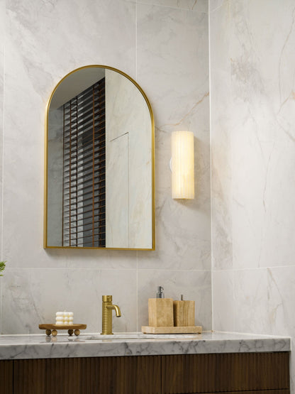 Natural Stone Wall Sconce 12 in Integrated LED Ribbed Surface Indoor Lighting Fixture for Bedroom Hallway Living Room Warm Ambient Glow