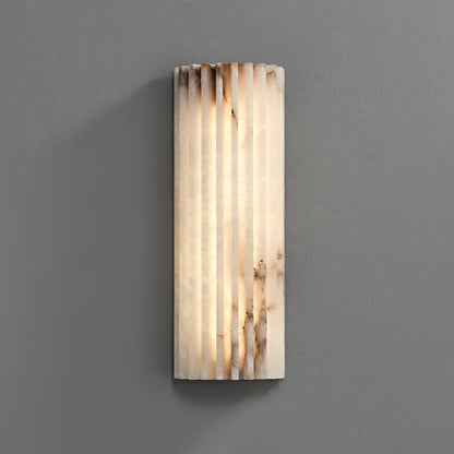 Natural Stone Wall Sconce 12 in Integrated LED Ribbed Surface Indoor Lighting Fixture for Bedroom Hallway Living Room Warm Ambient Glow