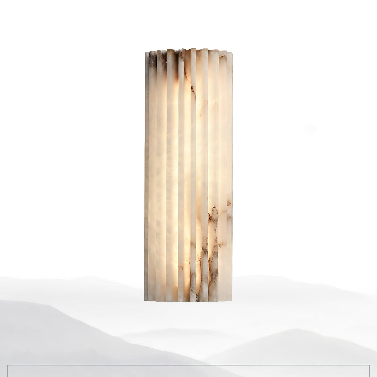 Alabaster LED Sconce 12 Inch Vertical Stone Wall Light for Vanity Hallway Bedroom Soft Glow Ambient Fixture Hardwired Modern Indoor Lighting