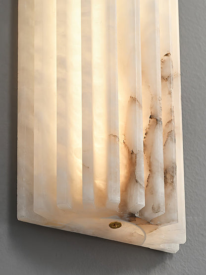 Alabaster Wall Sconce Light Fixture Cylinder Hardwired LED Integrated White Warm Neutral Cool Temperature Modern Accent for Bedroom