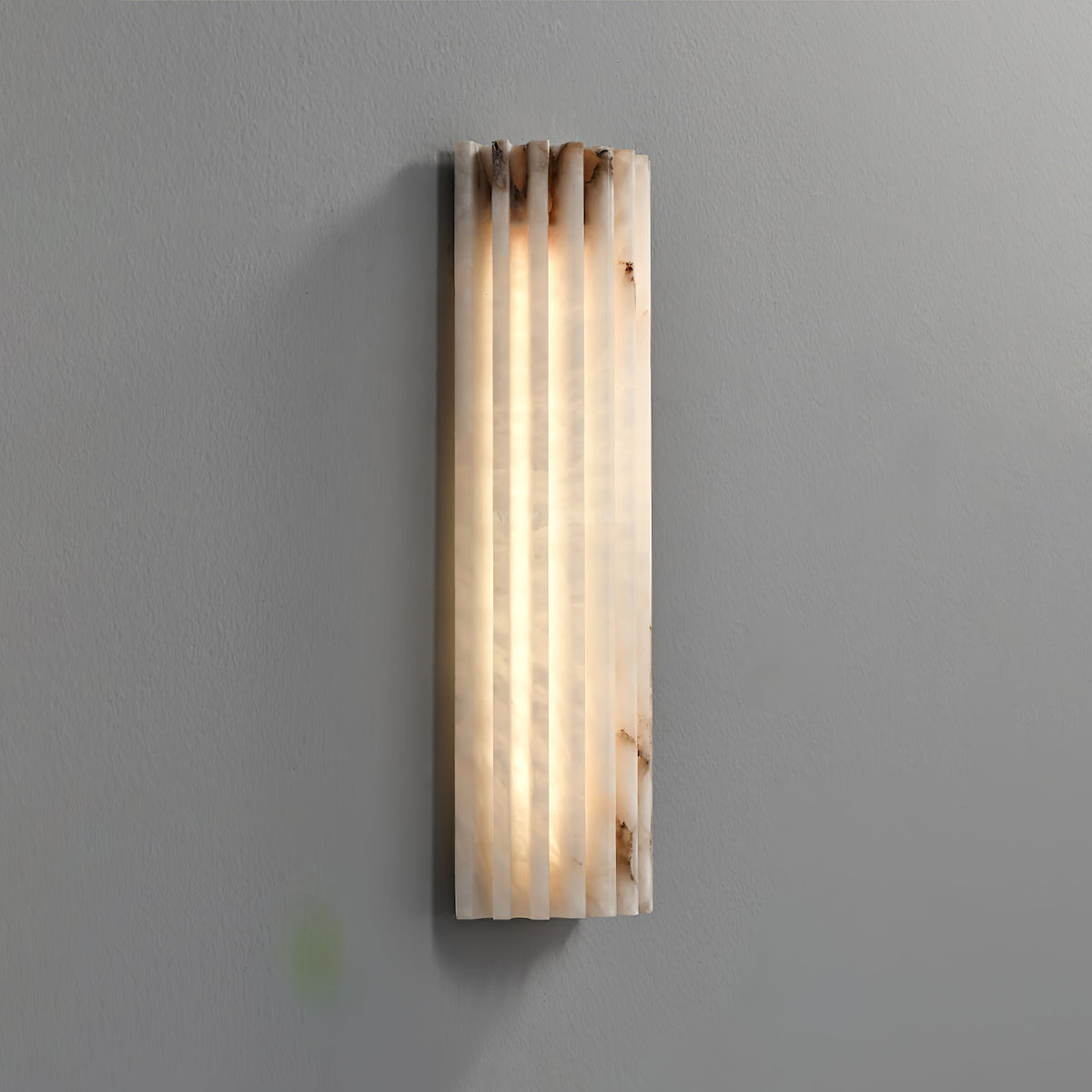 Natural Stone Wall Sconce 12 in Integrated LED Ribbed Surface Indoor Lighting Fixture for Bedroom Hallway Living Room Warm Ambient Glow