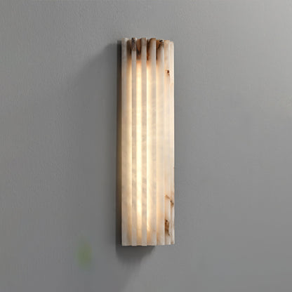 Natural Stone Wall Sconce 12 in Integrated LED Ribbed Surface Indoor Lighting Fixture for Bedroom Hallway Living Room Warm Ambient Glow