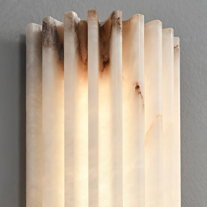 Alabaster LED Sconce 12 Inch Vertical Stone Wall Light for Vanity Hallway Bedroom Soft Glow Ambient Fixture Hardwired Modern Indoor Lighting