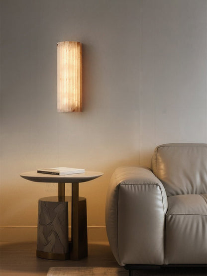 Natural Stone Wall Sconce 12 in Integrated LED Ribbed Surface Indoor Lighting Fixture for Bedroom Hallway Living Room Warm Ambient Glow