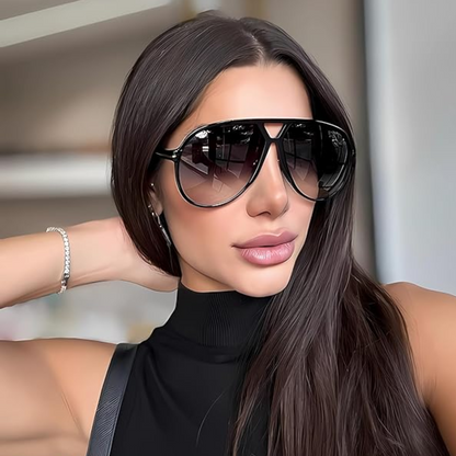 Amara | Retro Oversized Aviator Sunglasses with UV400 Protection | Unisex Design for Timeless Style