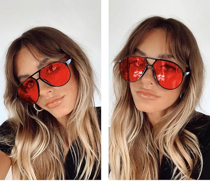 Aviator Sunglasses for Men and Women, Square Oversized Sunglasses with UV400 Protection, Retro Aviator Glasses