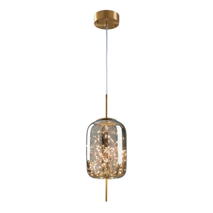 Glass Hanging Fixture with Adjustable Cord for Dining Table & Kitchen Island | Modern Suspended Light in Amber or Gray | Oval Sphere Capsule