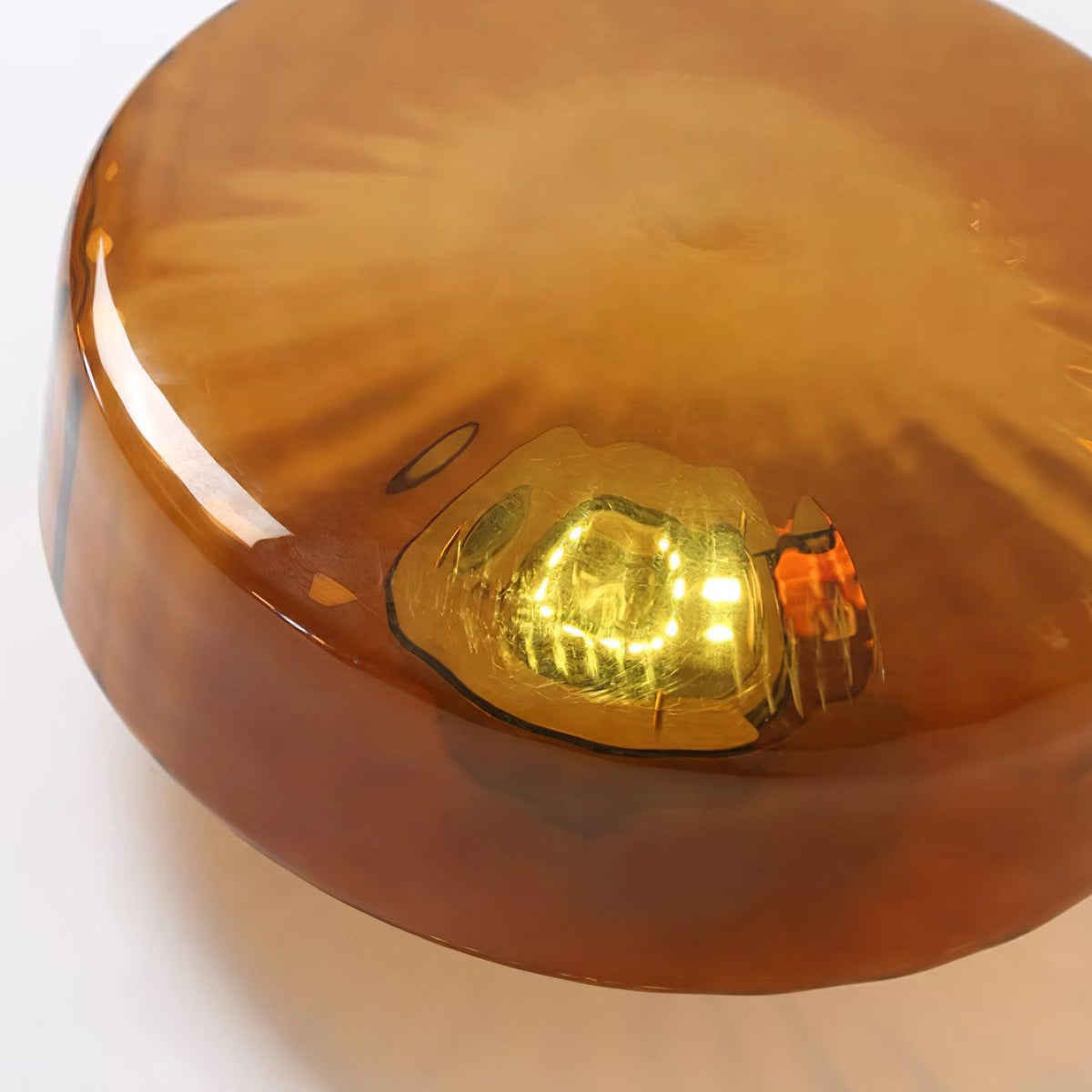 Flush Mount LED Ceiling Light Fixture 15 inch Amber Glass Chrome Finish Warm White for Bedroom Hallway Bathroom