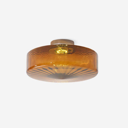 Flush Mount LED Ceiling Light Fixture 15 inch Amber Glass Chrome Finish Warm White for Bedroom Hallway Bathroom