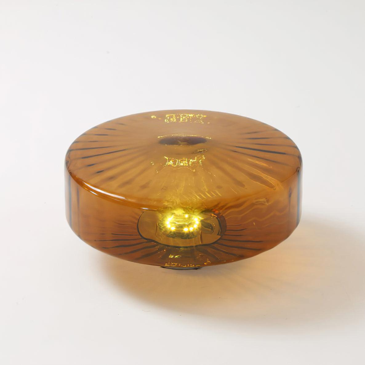 Flush Mount LED Ceiling Light Fixture 15 inch Amber Glass Chrome Finish Warm White for Bedroom Hallway Bathroom