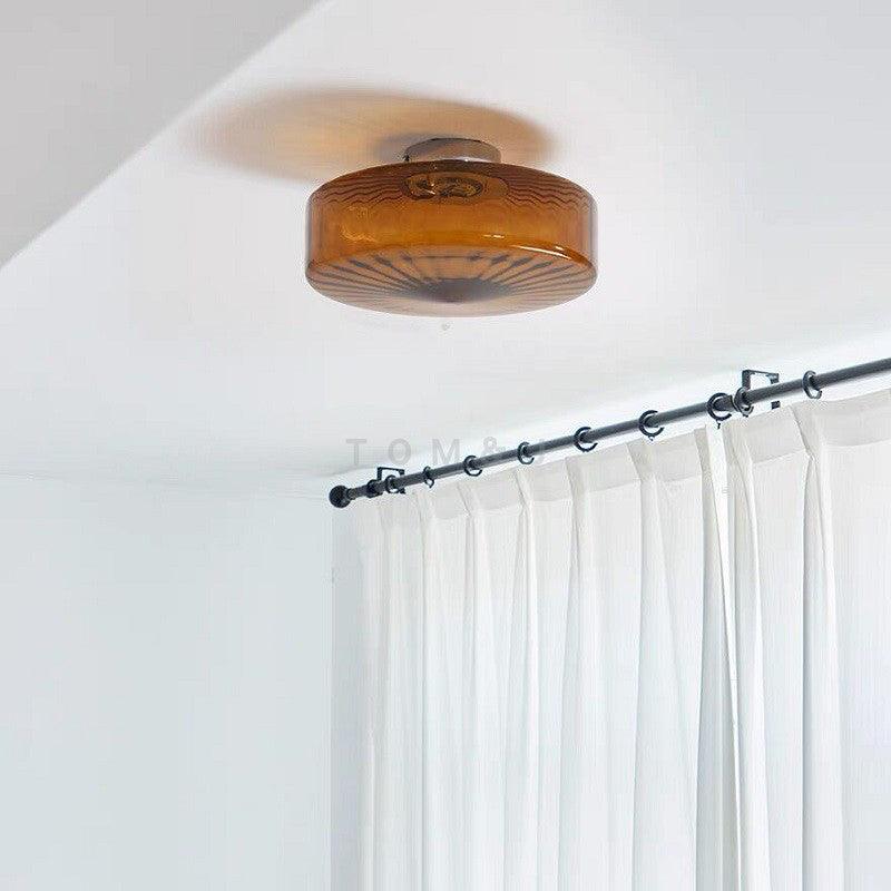 Flush Mount LED Ceiling Light Fixture 15 inch Amber Glass Chrome Finish Warm White for Bedroom Hallway Bathroom