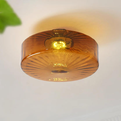 Flush Mount LED Ceiling Light Fixture 15 inch Amber Glass Chrome Finish Warm White for Bedroom Hallway Bathroom