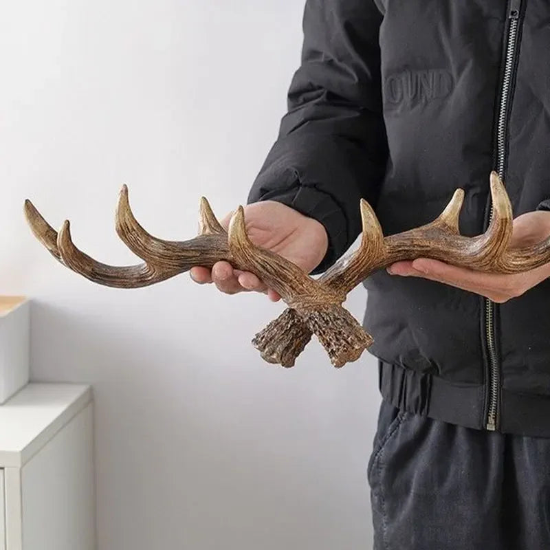 Resin Antler Hooks for Entryway Rustic Brown Black Wall-Mounted Hallway Coat Hanger Organizer for Bags Hats Scarves Home Bedroom Storage
