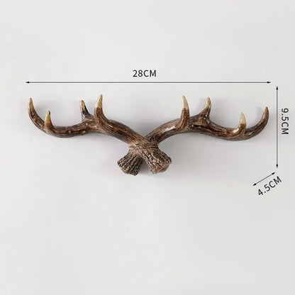 Resin Antler Hooks for Entryway Rustic Brown Black Wall-Mounted Hallway Coat Hanger Organizer for Bags Hats Scarves Home Bedroom Storage