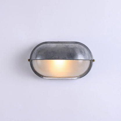 Metal Sconce with Glass Shade for Hallway Corridor Bedroom Entry 8 inch Round Oval Indoor Fixture E26 E27 Bulb Socket Retro Factory Look Hom