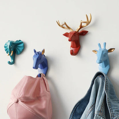 Animal Head Wall Hook | Unique Resin Coat Hooks for Home Decor & Key Storage