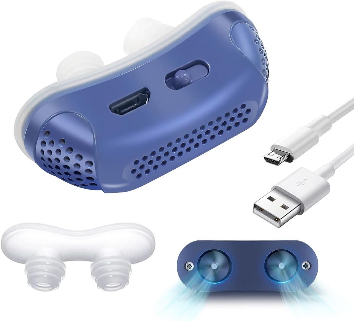Nasal Breathing Device for Nighttime Comfort | USB Rechargeable Snore Relief Tool | Gentle Airflow Support Without Mask or Straps | Portable