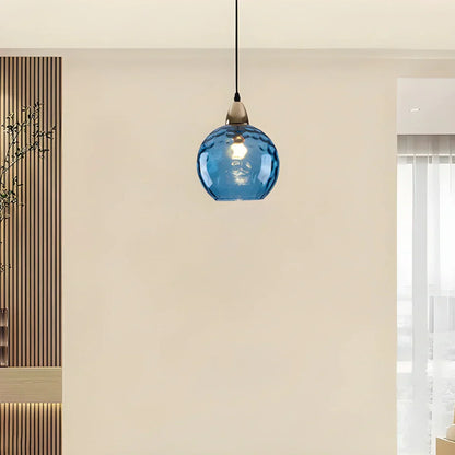 Spherical Glass Ceiling Fixture E26 Socket 8-Inch Gray Shade for Dining Areas Bedrooms Kitchens Adjustable Cord Ambient Fixture