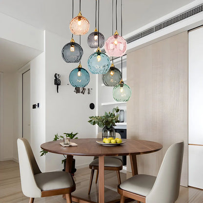 Spherical Glass Ceiling Fixture E26 Socket 8-Inch Gray Shade for Dining Areas Bedrooms Kitchens Adjustable Cord Ambient Fixture