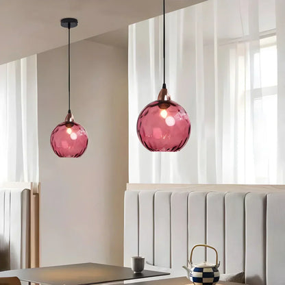Spherical Glass Ceiling Fixture E26 Socket 8-Inch Gray Shade for Dining Areas Bedrooms Kitchens Adjustable Cord Ambient Fixture