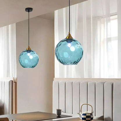 Spherical Glass Ceiling Fixture E26 Socket 8-Inch Gray Shade for Dining Areas Bedrooms Kitchens Adjustable Cord Ambient Fixture