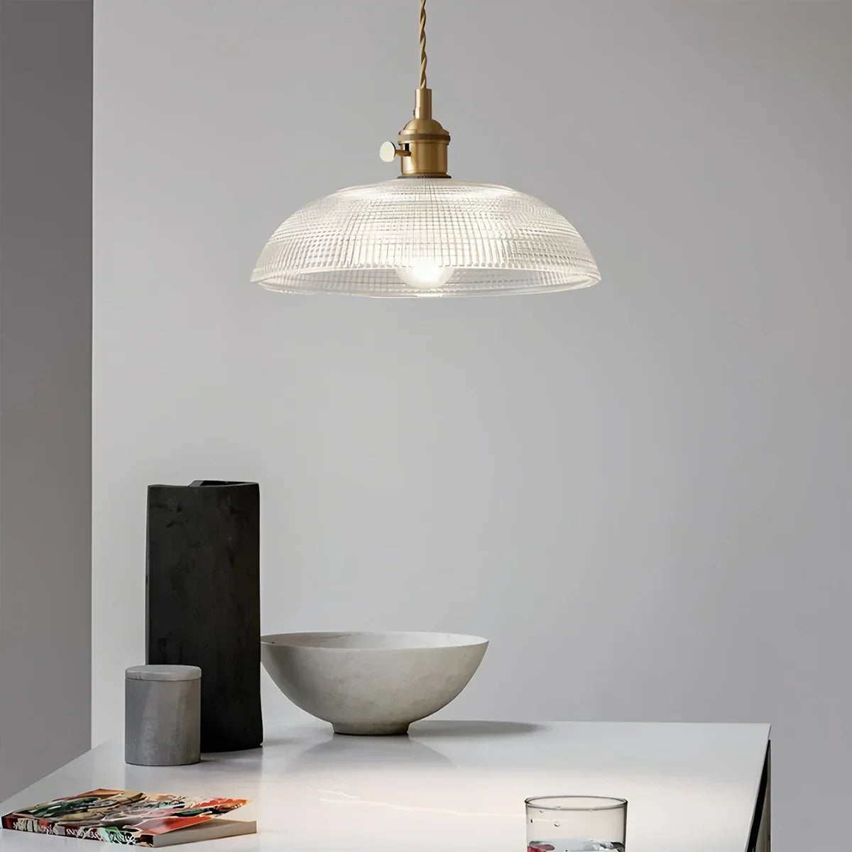 Adjustable Height Pendant Light with Clear Glass Shade Bronze Finish for Dining Table Kitchen Island Living Room Overhead Lighting