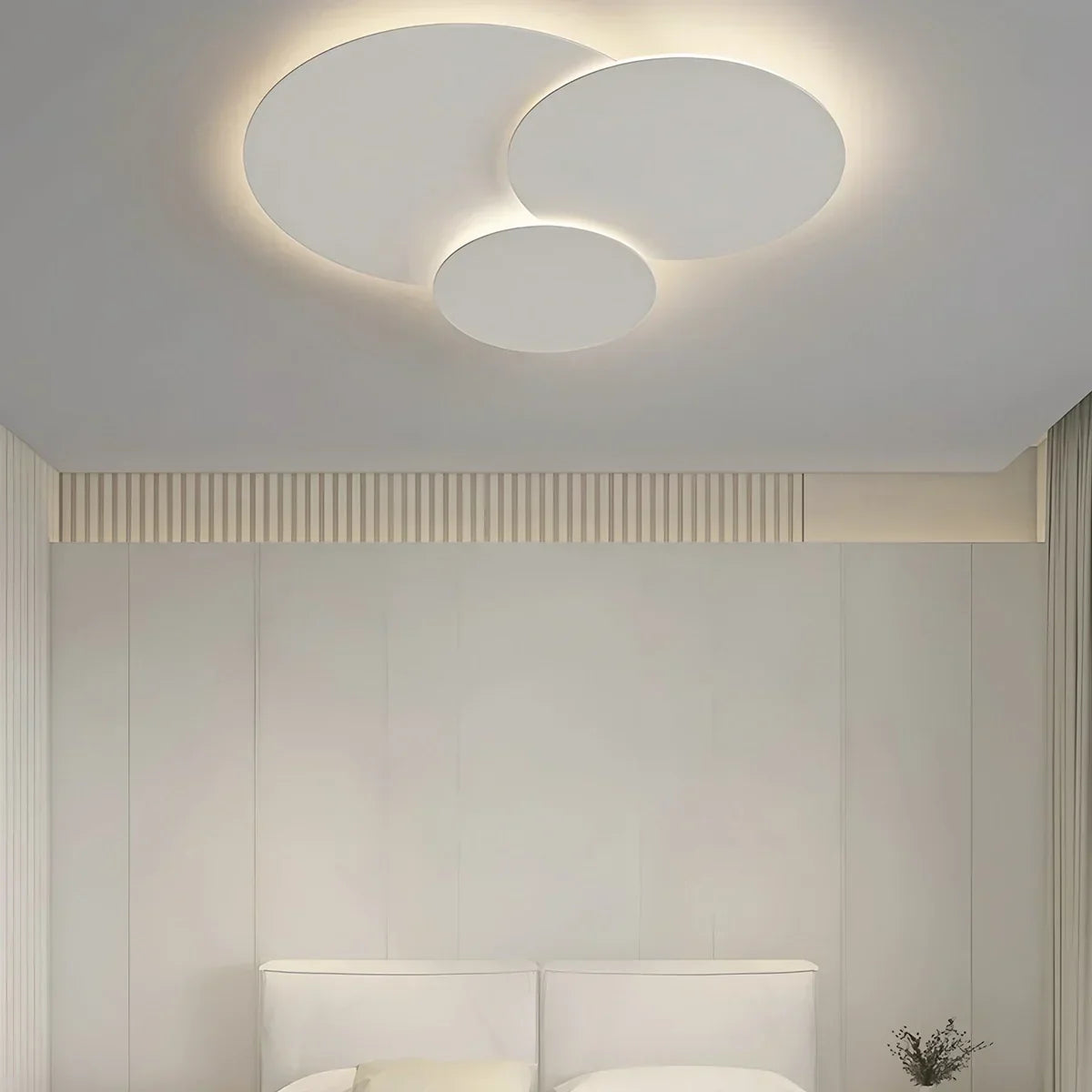 Flush Mount LED Ceiling Light with Rotating Discs White Dimmable Remote Control Modern Fixture for Bedroom Bathroom Living Room Hallway Adju