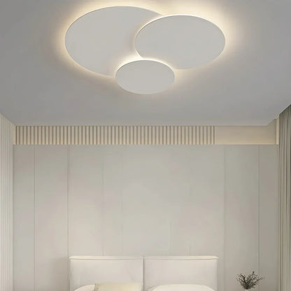 Flush Mount LED Ceiling Light with Rotating Discs White Dimmable Remote Control Modern Fixture for Bedroom Bathroom Living Room Hallway Adju