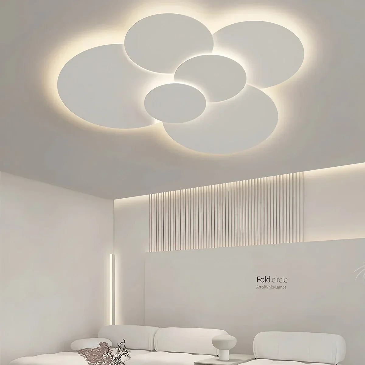 Flush Mount LED Ceiling Light with Rotating Discs White Dimmable Remote Control Modern Fixture for Bedroom Bathroom Living Room Hallway Adju