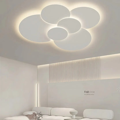 Flush Mount LED Ceiling Light with Rotating Discs White Dimmable Remote Control Modern Fixture for Bedroom Bathroom Living Room Hallway Adju