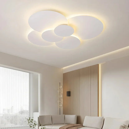 Flush Mount LED Ceiling Light with Rotating Discs White Dimmable Remote Control Modern Fixture for Bedroom Bathroom Living Room Hallway Adju