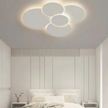 Flush Mount LED Ceiling Light with Rotating Discs White Dimmable Remote Control Modern Fixture for Bedroom Bathroom Living Room Hallway Adju