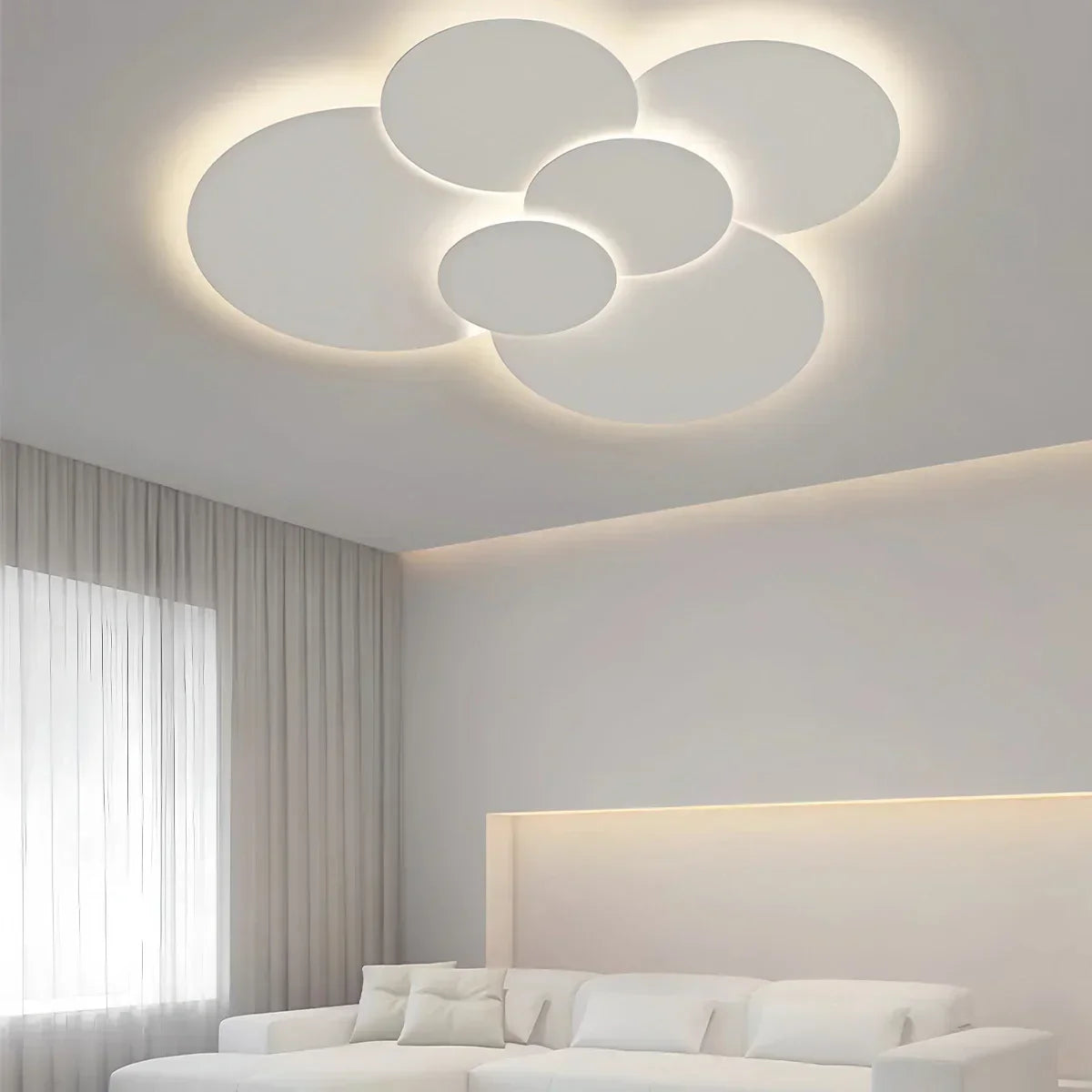 Flush Mount LED Ceiling Light with Rotating Discs White Dimmable Remote Control Modern Fixture for Bedroom Bathroom Living Room Hallway Adju