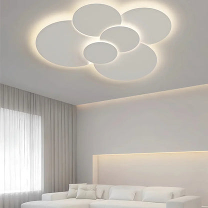 Flush Mount LED Ceiling Light with Rotating Discs White Dimmable Remote Control Modern Fixture for Bedroom Bathroom Living Room Hallway Adju
