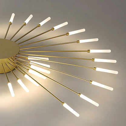 Multi-Arm Starburst Ceiling Fixture Metal LED Dimmable Gold Black 20-42 Bulb Open-Plan Dining Room Contemporary Statement Light Large Space