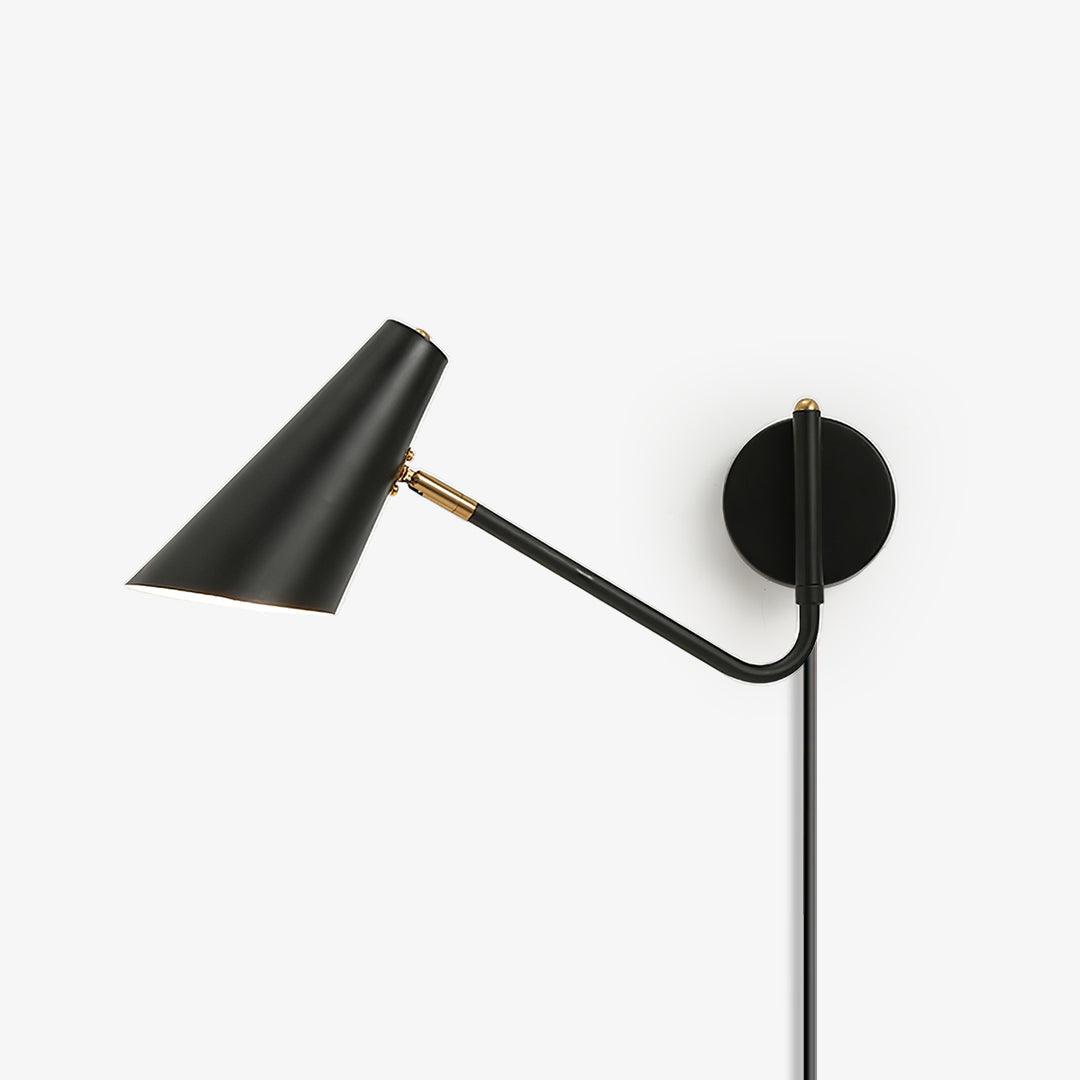 Swing-Arm Wall Sconce with 17-Inch Reach, Plug-In Bedside Reading Lamp for Bedroom, Adjustable Metal Task Light, E26 Socket, Black & Brass F