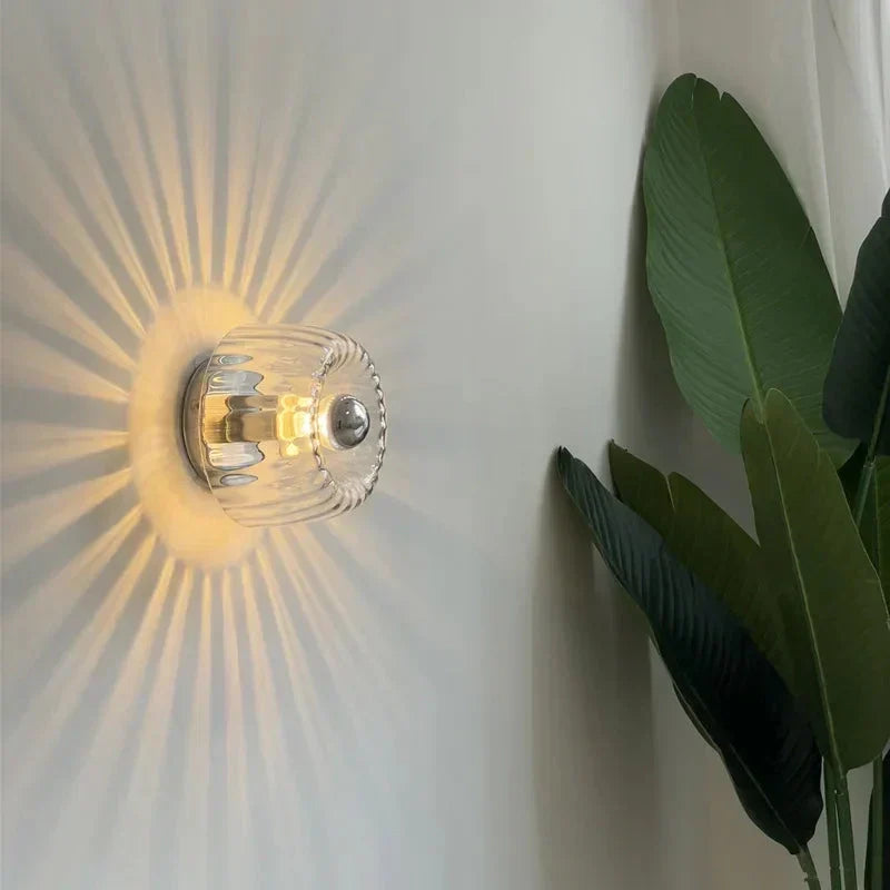 Frosted Glass Wall Sconce with Metal Base for Living Room, Bedroom, Hallway – Modern Minimalist E14 Light Fixture – 6.3 in Globe
