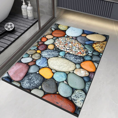 Water-Absorbing Floor Mat for Shower & Sink Areas Stone-Look Anti-Slip Rug for Kitchens Bathrooms Entryways Moisture Control
