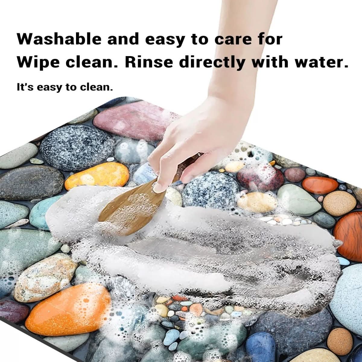 Rapid-Dry Stone Floor Mat 24x35 Inches Non-Slip Absorbent Rug for Shower Bath Entry Kitchen Hallway High-Traffic Wet Areas