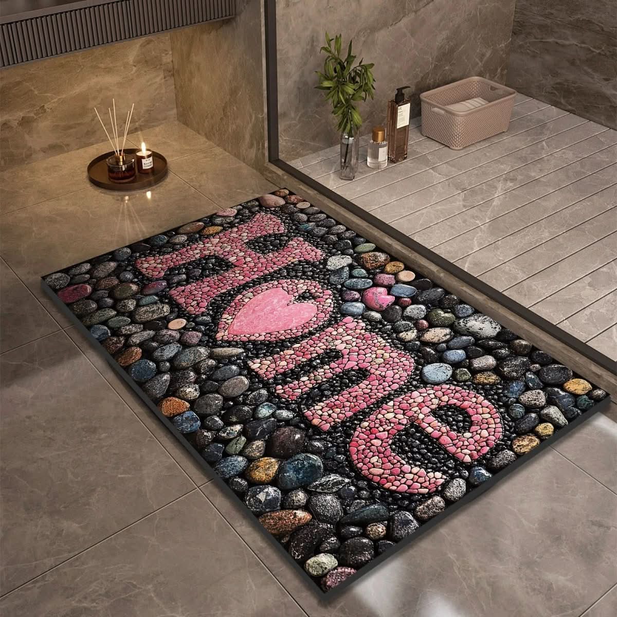 Water-Absorbing Floor Mat for Shower & Sink Areas Stone-Look Anti-Slip Rug for Kitchens Bathrooms Entryways Moisture Control