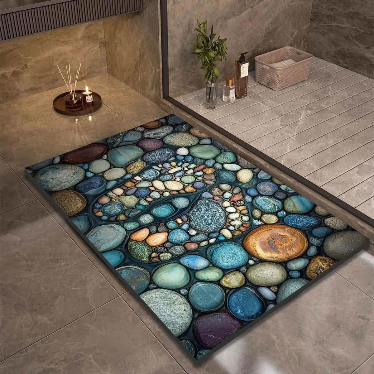 DRYSTONE – Quick Dry Stone Bath Mat Non Slip Bathroom Floor Mat