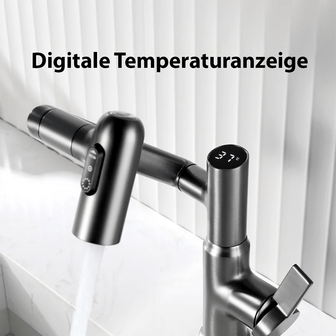 AquaTwist | 360° Kitchen Faucet with Temperature Display & Adjustable Height | Stylish Design for Modern Kitchens