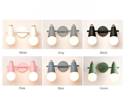 Iron & Wood Sconce with Two Sockets for Bedroom Hallway Above Bed Mirror Vanity Task Lighting E27 Compatible 7.5 in W
