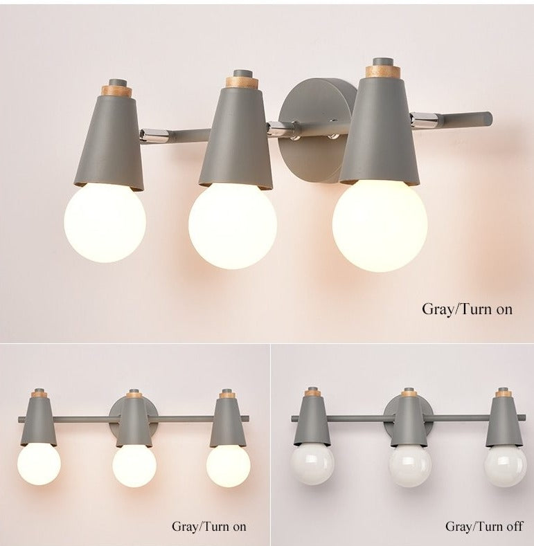 Iron & Wood Sconce with Two Sockets for Bedroom Hallway Above Bed Mirror Vanity Task Lighting E27 Compatible 7.5 in W