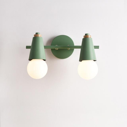 Iron & Wood Sconce with Two Sockets for Bedroom Hallway Above Bed Mirror Vanity Task Lighting E27 Compatible 7.5 in W